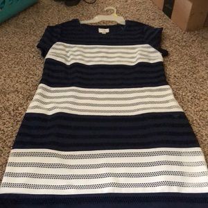 Blue and white striped dress